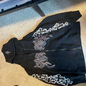 Black Graphic Zip-Up Hoodie